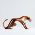 Sinuous Stalker: The Hand-Carved Abstract Wood Panther Sculpture| Wood Sculpture
