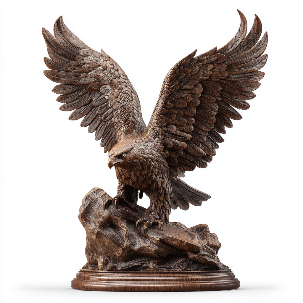Ascendant Sovereign: The Hand-Carved Wooden Eagle Sculpture | Wood Sculpture