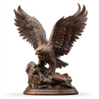 Ascendant Sovereign: The Hand-Carved Wooden Eagle Sculpture | Wood Sculpture