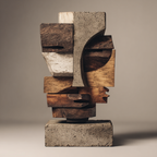 Concrete & Wood: Cubist Fragment｜ Wood Sculpture