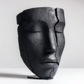 Charred Split Eroded Visage Sculpture