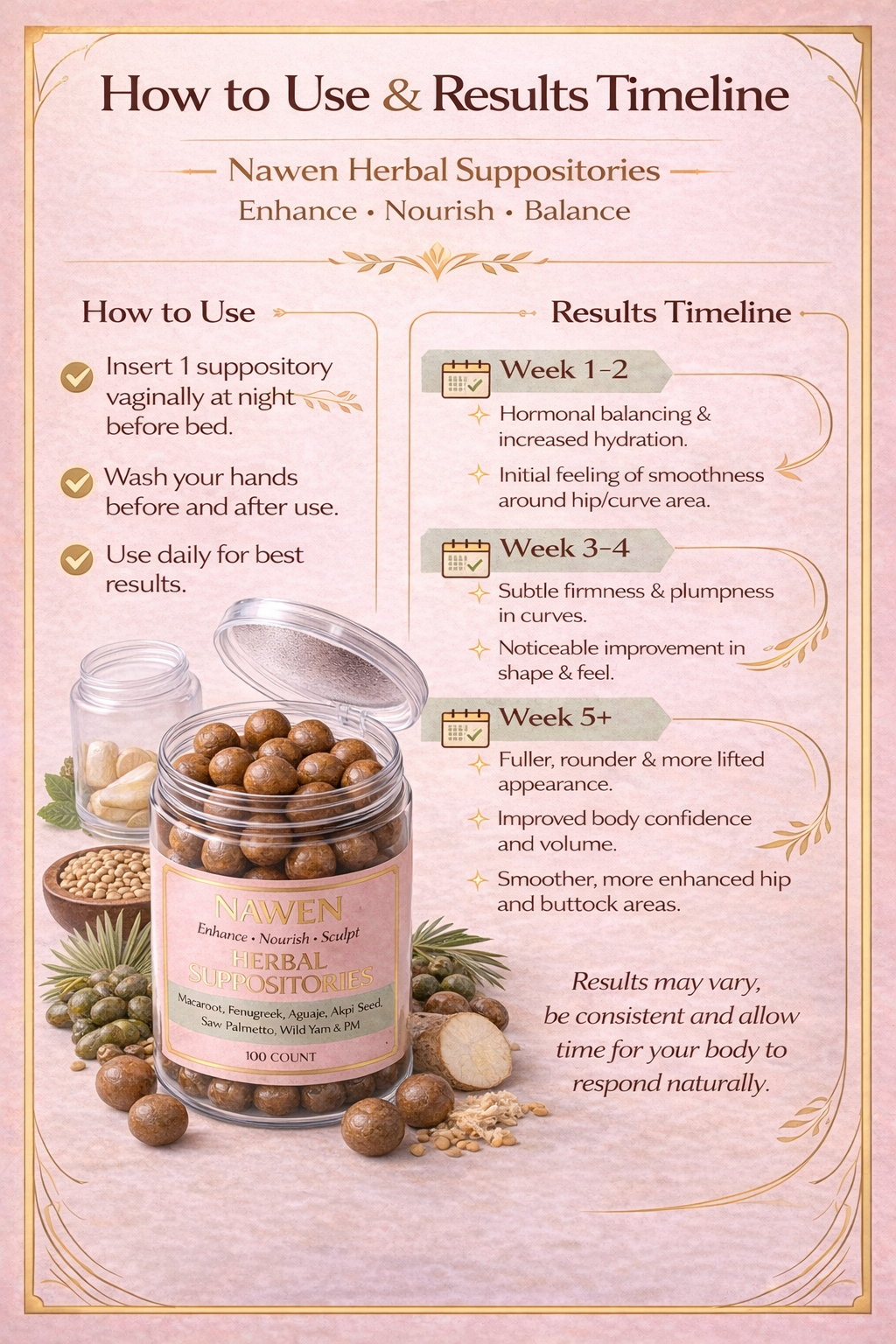 Herbal Curve Suppositories – 60 Count