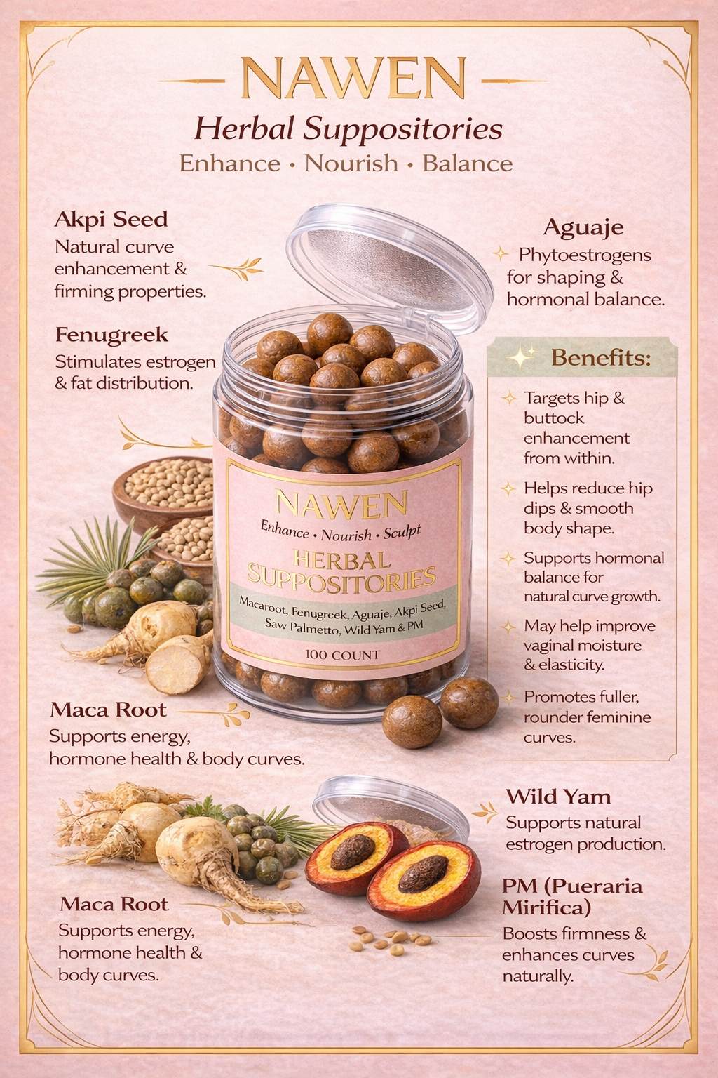 Herbal Curve Suppositories – 60 Count