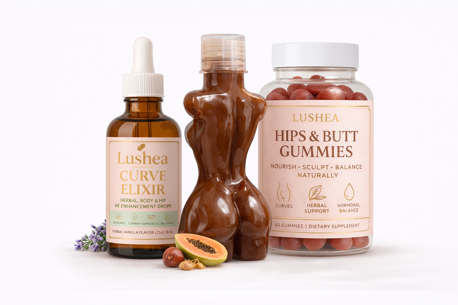 Curve Elixir Drops + Curve Sculpt Oil + Hips & Butt Gummies 7 Days Results