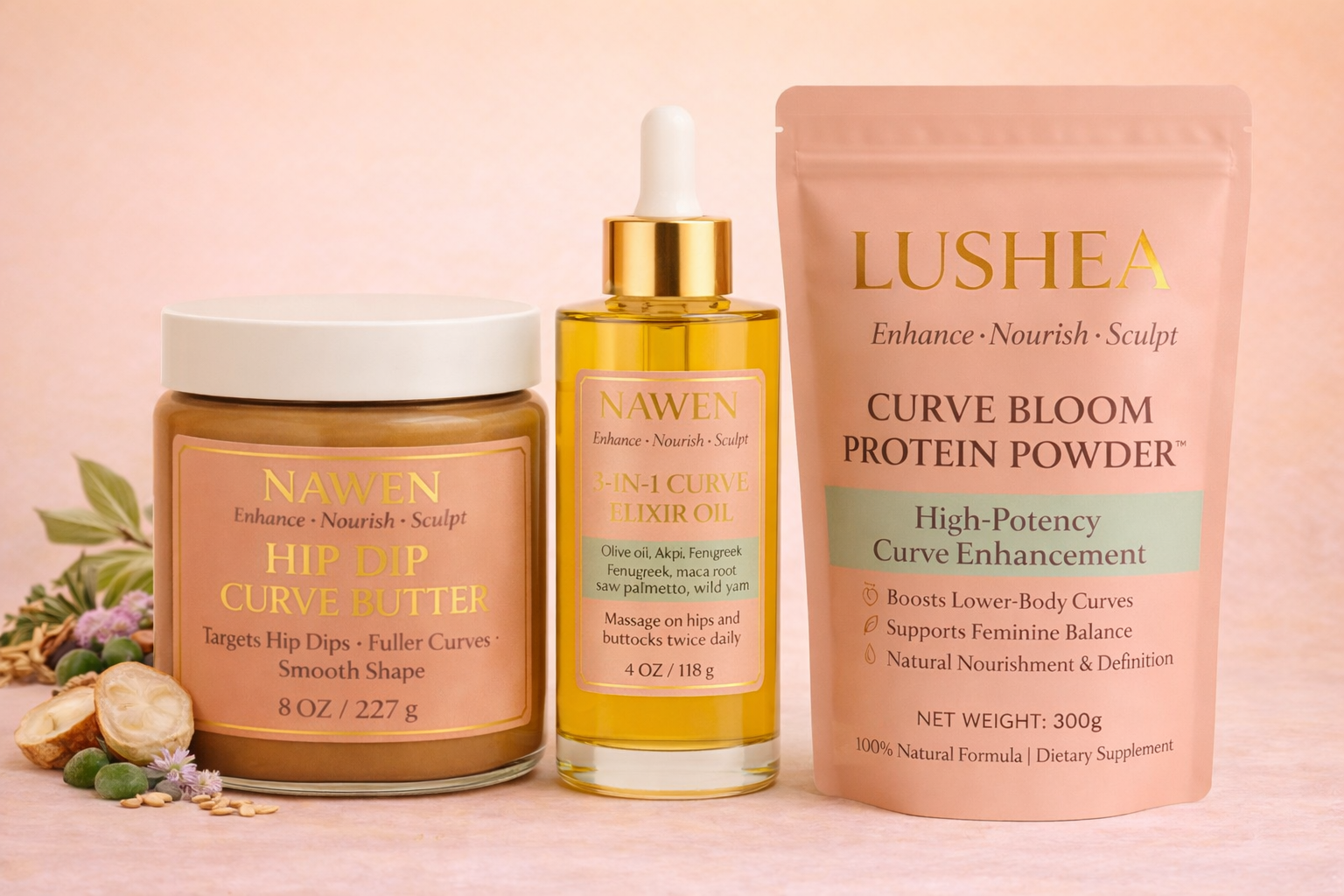 Hip Dip Curve Butter + 3-in-1 Curve Elixir Oil + Curve Bloom Protein Powder