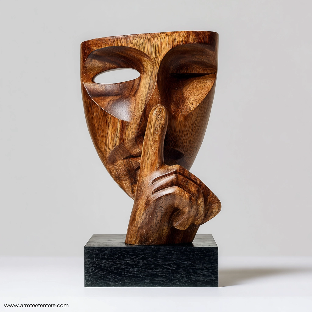 Polished Silence Mask Sculpture