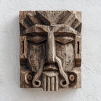 Ancient Tribal Elder Relief Wall Mask  Wood Sculpture