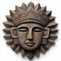Ancient Tribal Sun Deity Wooden Mask Wall Sculpture  Wood Sculpture