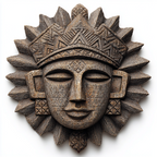 Ancient Tribal Sun Deity Wooden Mask Wall Sculpture  Wood Sculpture