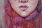 Original Pink Abstract Portrait Painting 36"x36" Art