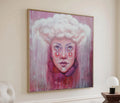 Original Pink Abstract Portrait Painting 36"x36" Art