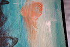 Large Original Acrylic Painting 80x100, One of a Kind Blindfolded Woman Portrait, Silence Gesture Wall Art