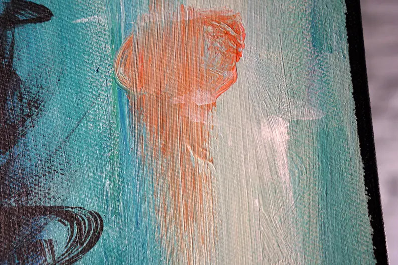 Large Original Acrylic Painting 80x100, One of a Kind Blindfolded Woman Portrait, Silence Gesture Wall Art