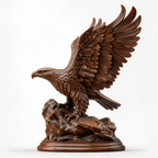 Ascendant Sovereign: The Hand-Carved Wooden Eagle Sculpture | Wood Sculpture