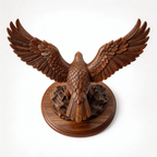Ascendant Sovereign: The Hand-Carved Wooden Eagle Sculpture | Wood Sculpture