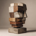 Concrete & Wood: Cubist Fragment｜ Wood Sculpture