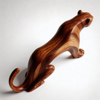 Sinuous Stalker: The Hand-Carved Abstract Wood Panther Sculpture| Wood Sculpture