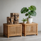 Ancestral Block Duo: The Geometric Primitive Faces｜ Wood Sculpture