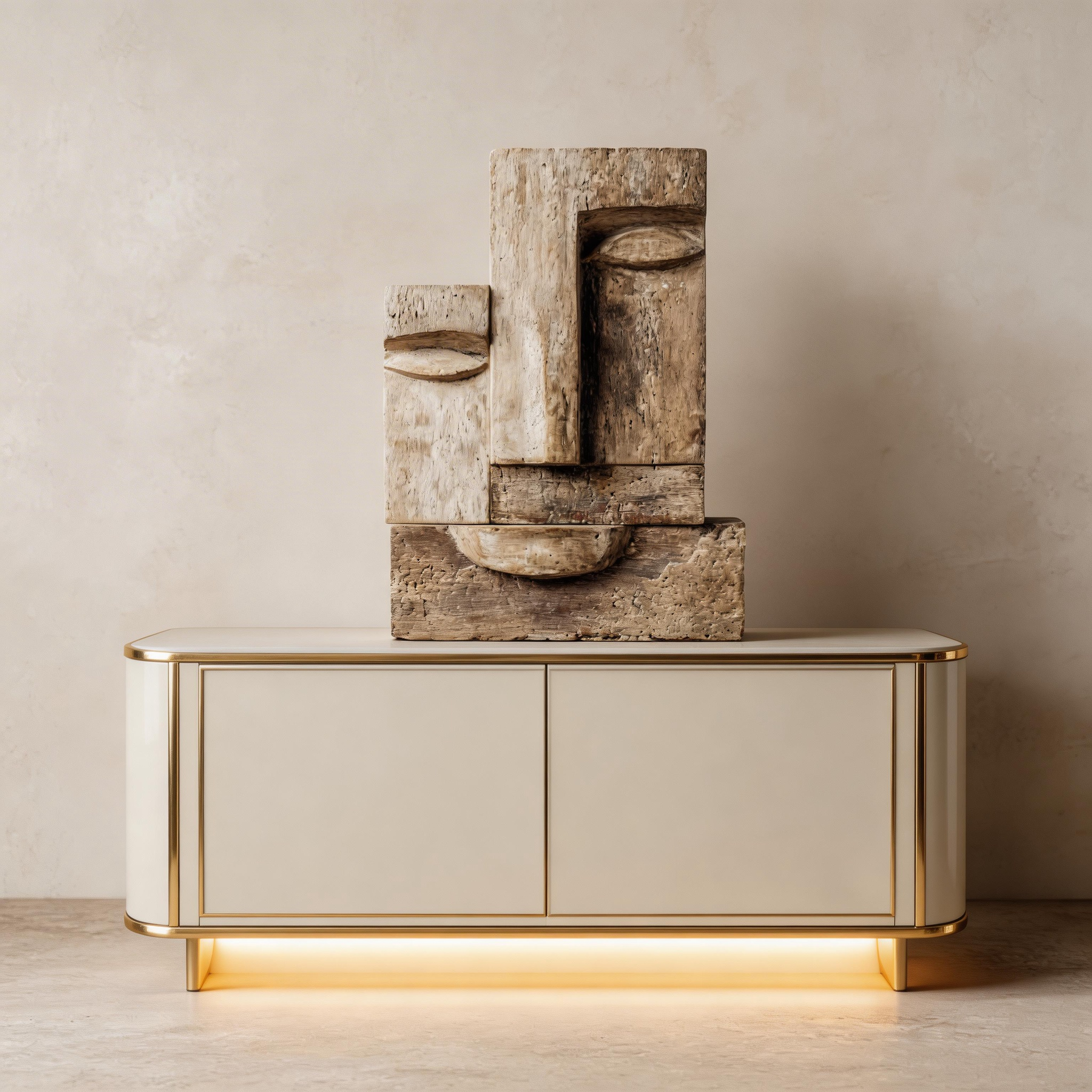 Ancestral Echo: The Stacked Visage｜ Wood Sculpture