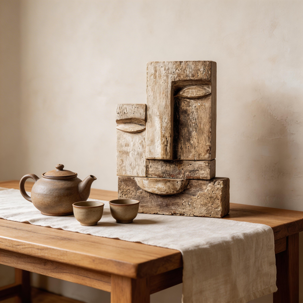 Ancestral Echo: The Stacked Visage｜ Wood Sculpture