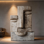 Ancestral Echo: The Stacked Visage｜ Wood Sculpture