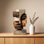 Concrete & Wood: Cubist Fragment｜ Wood Sculpture