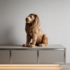 Rustic Regal: The Hand-Carved Weathered Wood Lion Sculpture | Wood Sculpture