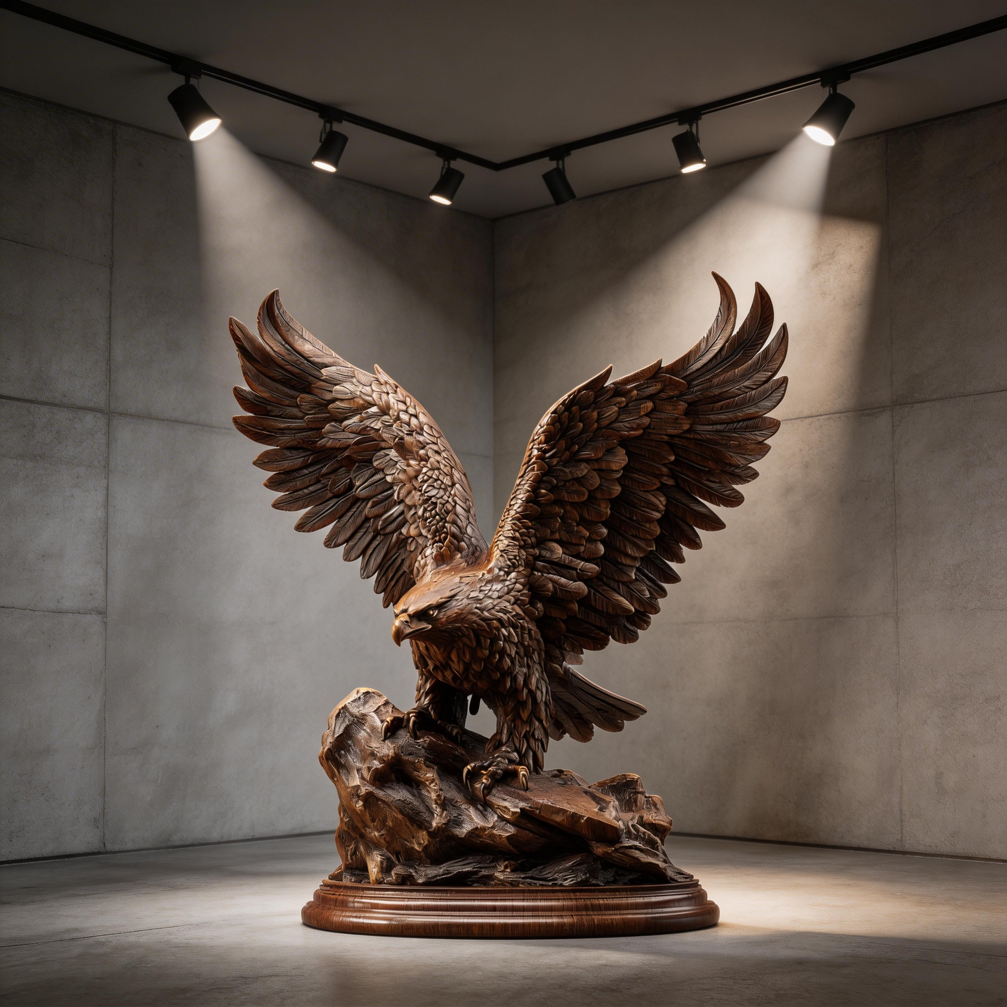 Ascendant Sovereign: The Hand-Carved Wooden Eagle Sculpture | Wood Sculpture