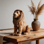 Rustic Regal: The Hand-Carved Weathered Wood Lion Sculpture | Wood Sculpture