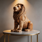 Rustic Regal: The Hand-Carved Weathered Wood Lion Sculpture | Wood Sculpture