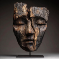 Ancestral Split Wooden Mask Sculpture  Wood Sculpture