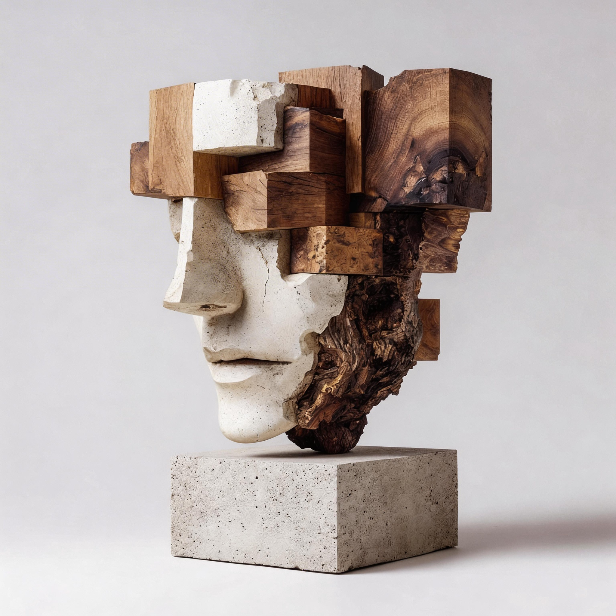 Fragmented Mind l Wood Sculpture