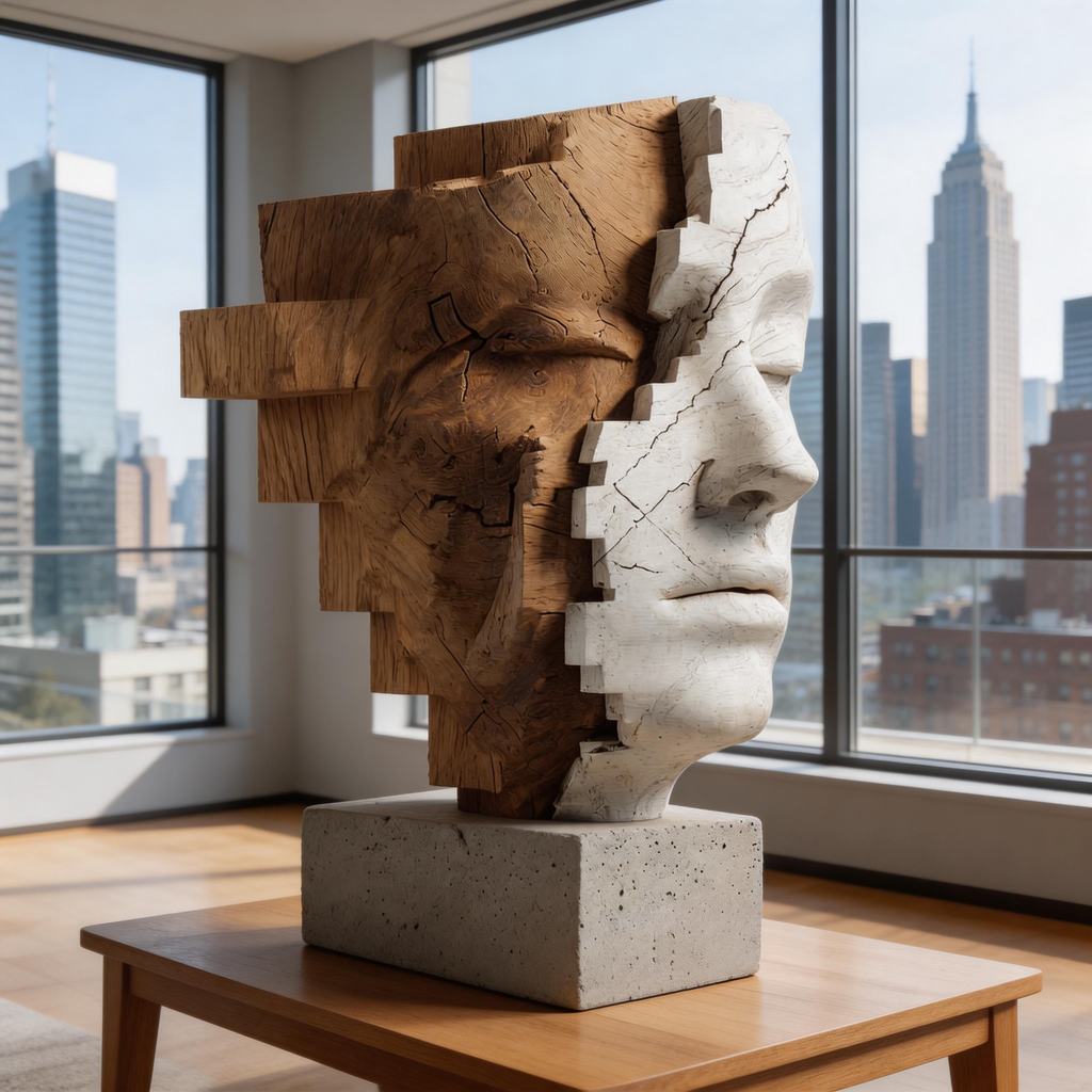 Fragmented Duality l Wood Sculpture