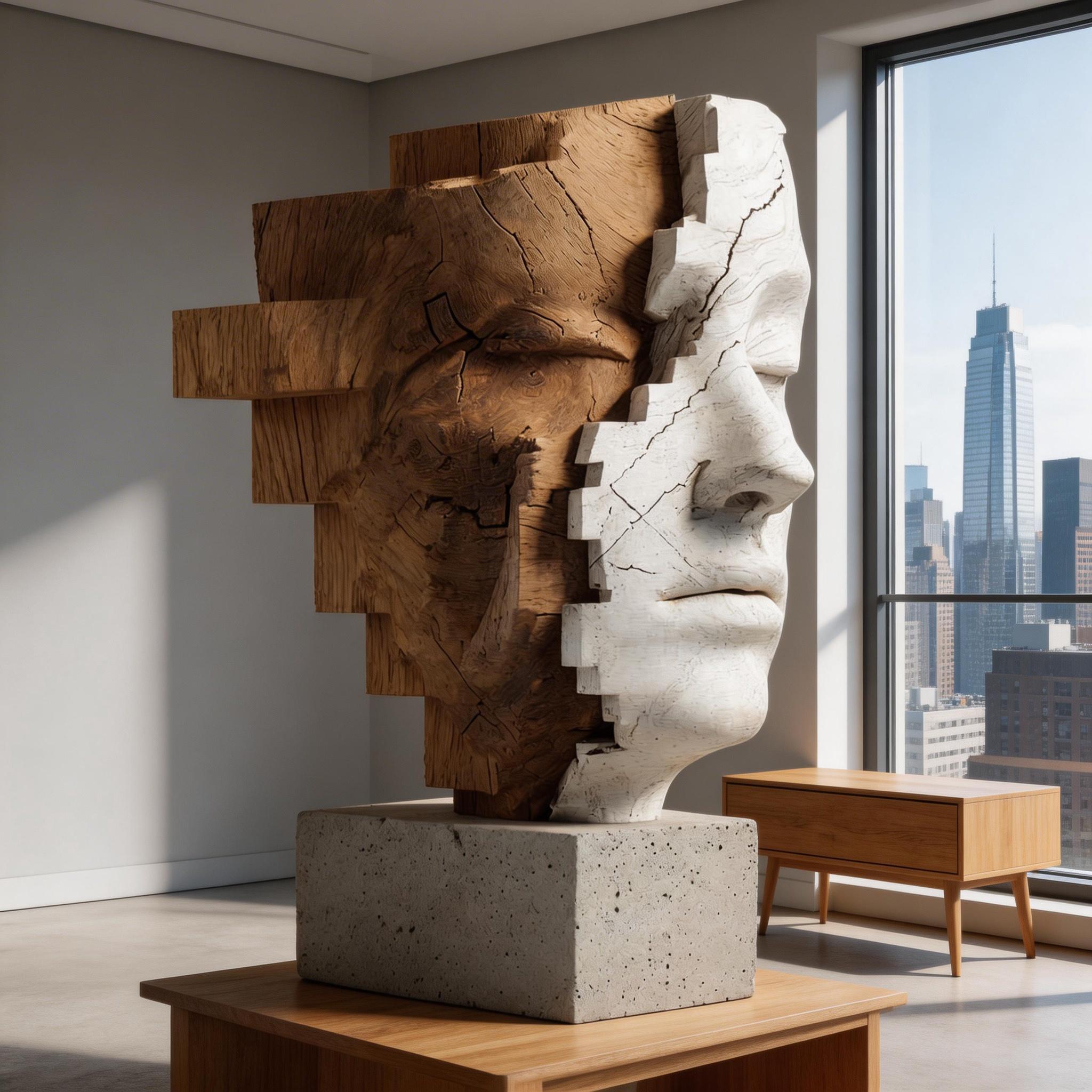 Fragmented Duality l Wood Sculpture