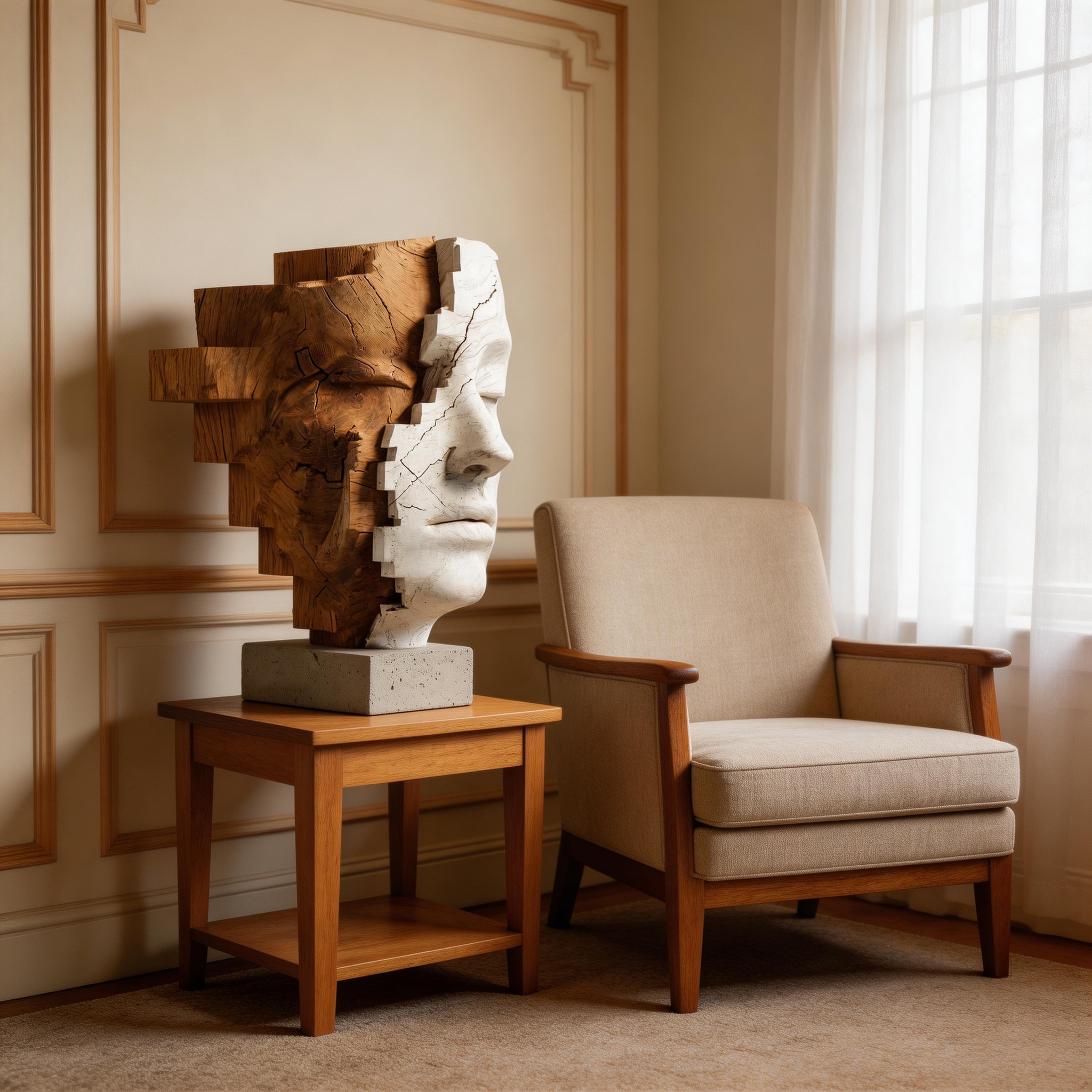 Fragmented Duality l Wood Sculpture