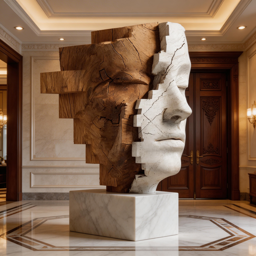 Fragmented Duality l Wood Sculpture