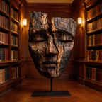 Ancestral Split Wooden Mask Sculpture  Wood Sculpture