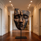 Ancestral Split Wooden Mask Sculpture  Wood Sculpture