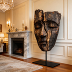 Ancestral Split Wooden Mask Sculpture  Wood Sculpture