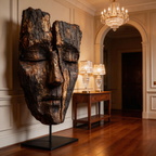 Ancestral Split Wooden Mask Sculpture  Wood Sculpture