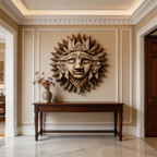 Ancient Mayan Sun God Tribal Wooden Mask Wall Sculpture  Wood Sculpture