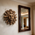 Ancient Mayan Sun God Tribal Wooden Mask Wall Sculpture  Wood Sculpture