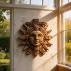 Ancient Mayan Sun God Tribal Wooden Mask Wall Sculpture  Wood Sculpture