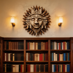 Ancient Mayan Sun God Tribal Wooden Mask Wall Sculpture  Wood Sculpture