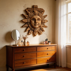 Ancient Mayan Sun God Tribal Wooden Mask Wall Sculpture  Wood Sculpture