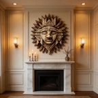 Ancient Mayan Sun God Tribal Wooden Mask Wall Sculpture  Wood Sculpture