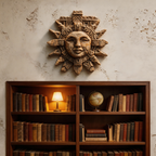 Ancient Mayan Sun God Tribal Wooden Mask Wall Sculpture  Wood Sculpture
