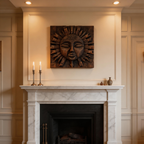 African Tribal Sun God Wooden Relief Wall Sculpture  Wood Sculpture