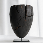 Charred Split Eroded Visage Sculpture