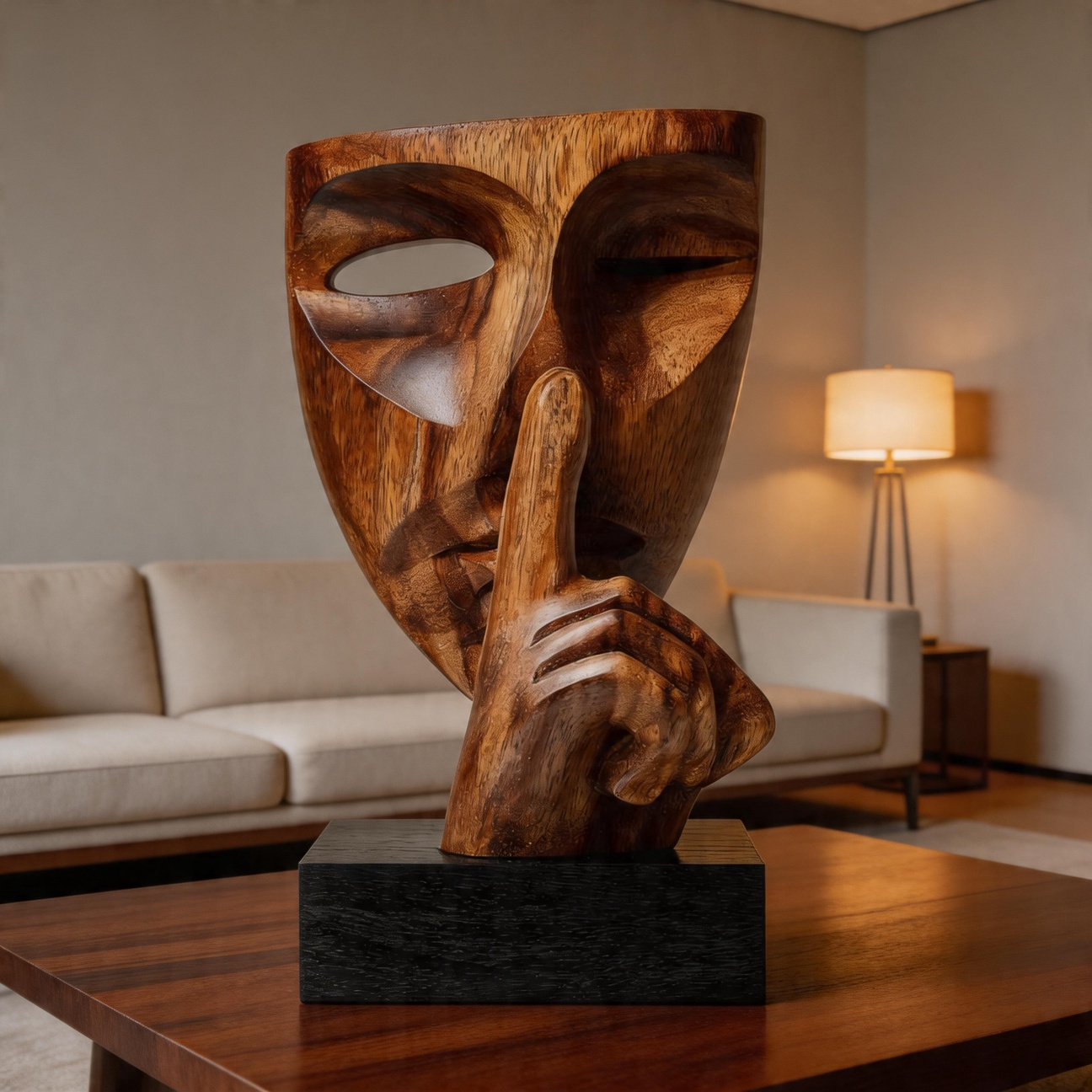 Polished Silence Mask Sculpture